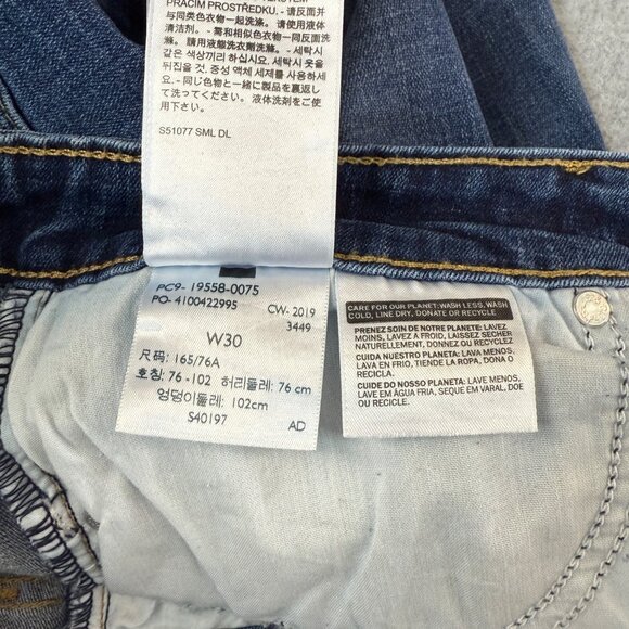 Levi's Womens 711 Skinny Dark Blue Denim Jeans Casual Distressed Raw Hem Size 30 - Picture 13 of 15